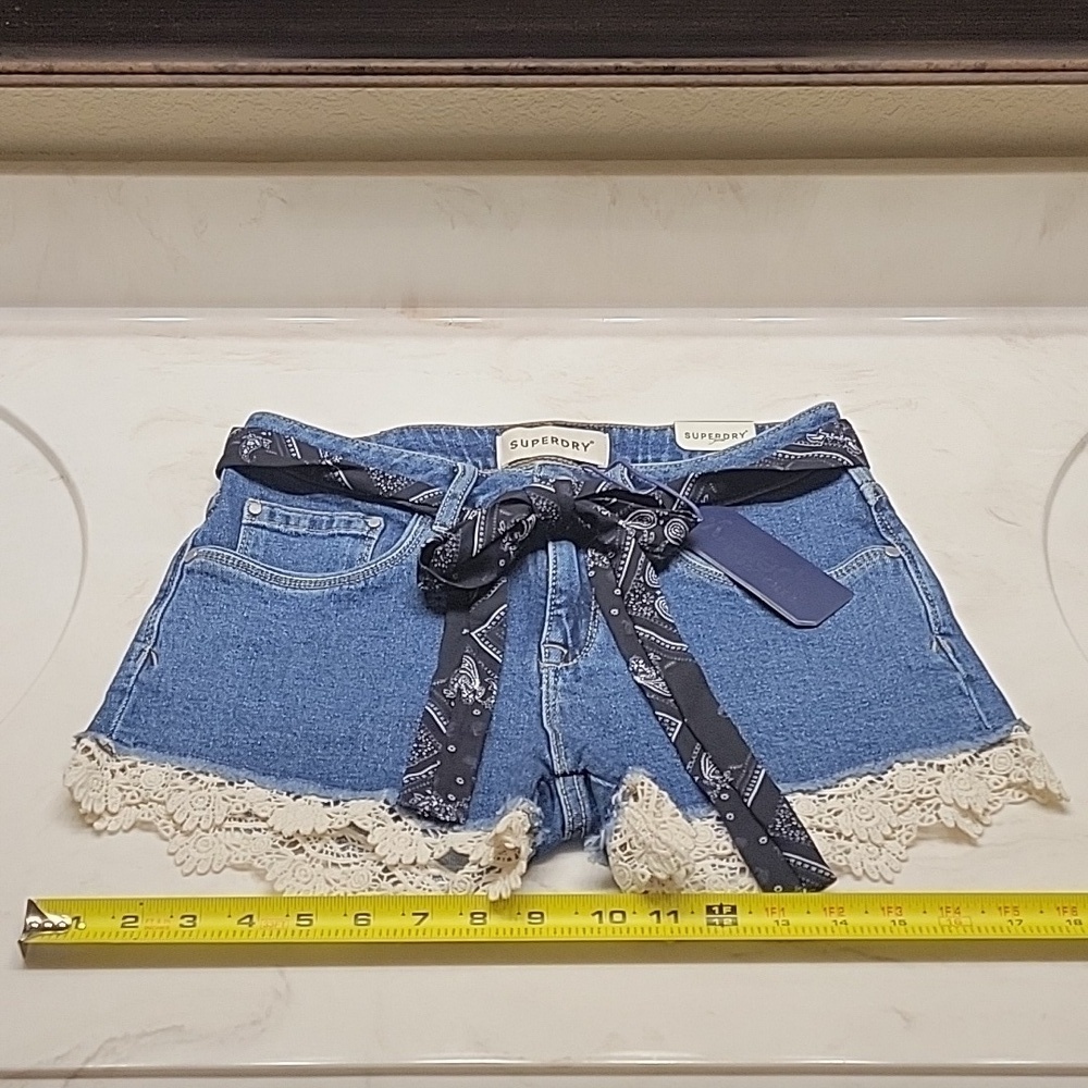 Superdry blue jean and Lace Shorts size 27 NWT - Picture 5 of 13